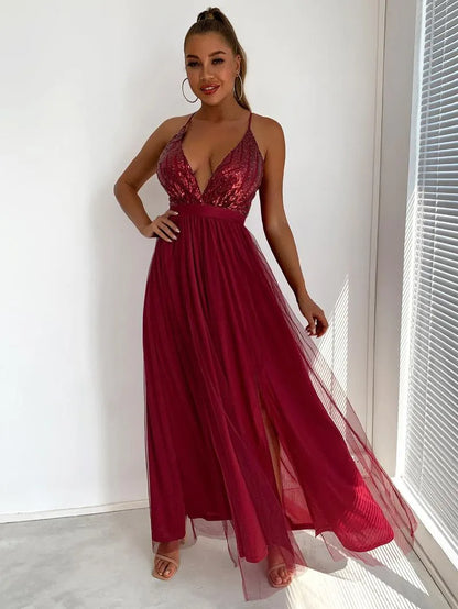 Margaux™ – Damen Abendkleid mit Verführerischem V-Ausschnitt und Luxuriösem Mesh-6