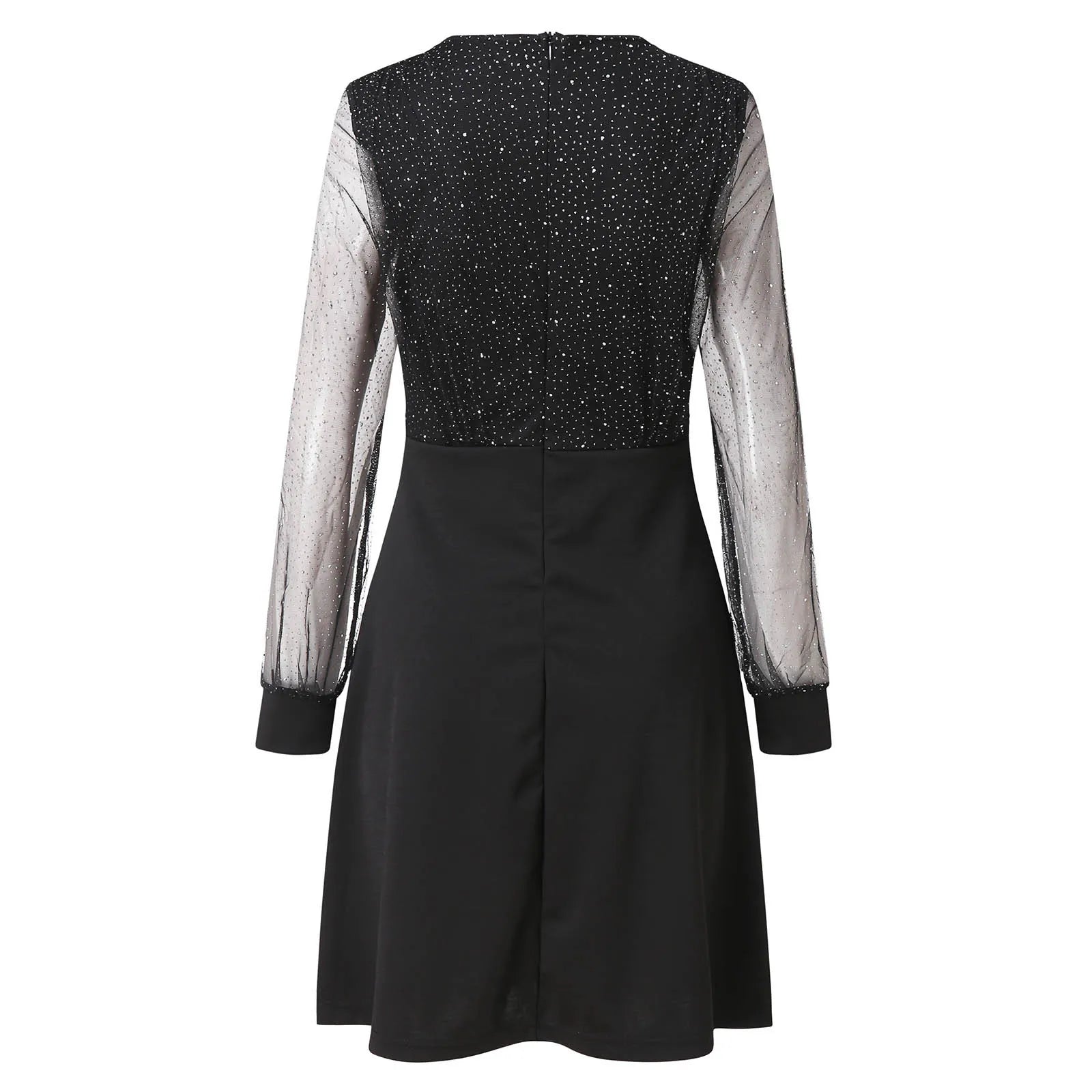 Glamourchic™ – Damen Abendkleid Lang mit Glitzerärmeln und V-Ausschnitt-6