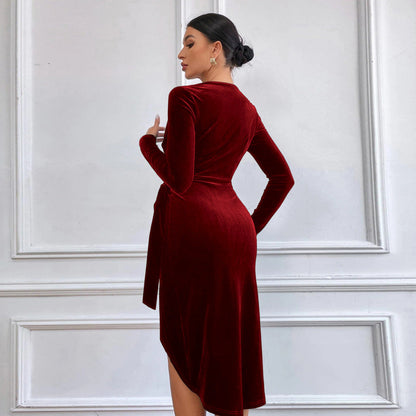 Velloria™ – Damen Midi Kleid Festlich mit V-Ausschnitt & A-Linien-Schnitt-5