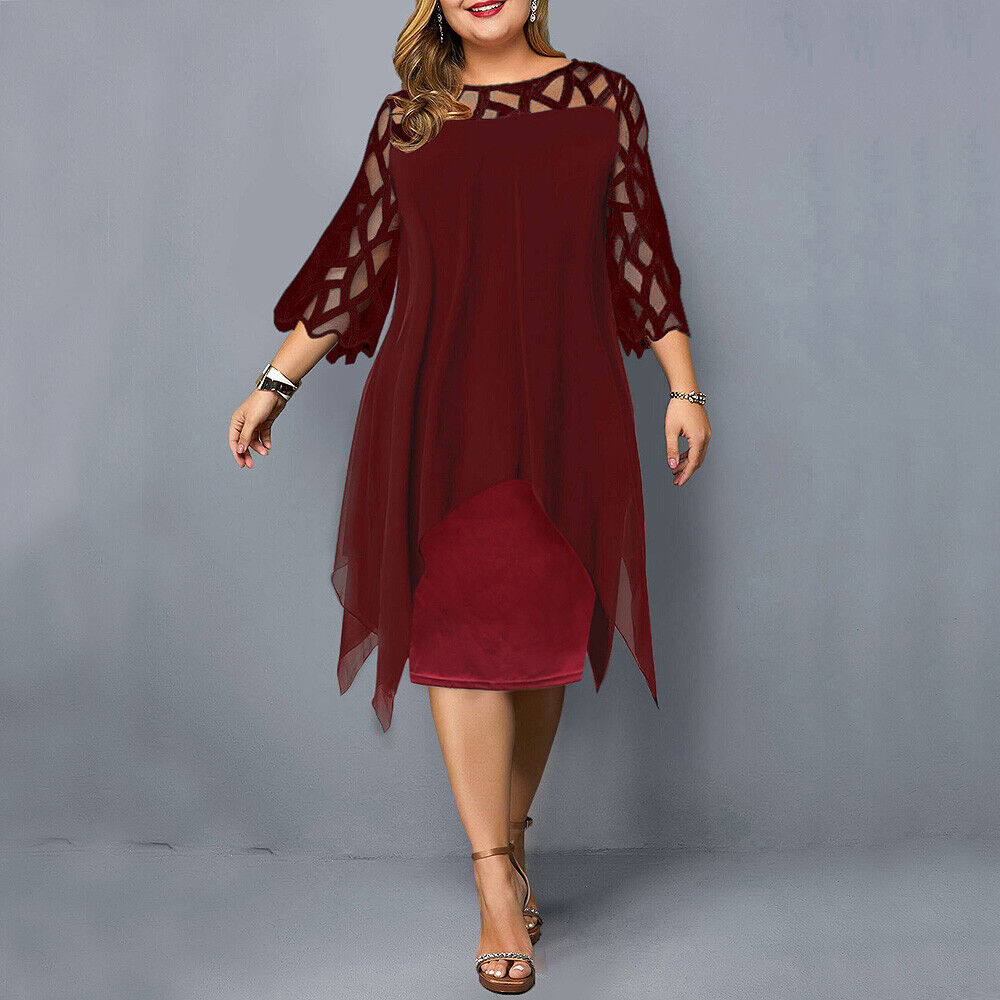 Elegave™ – Damen Midi-Kleid mit Eleganter Spitze und O-Ausschnitt-3