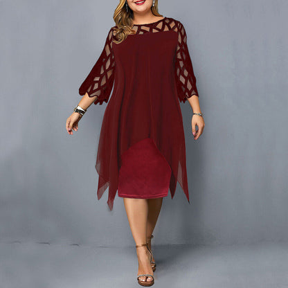 Elegave™ – Damen Midi-Kleid mit Eleganter Spitze und O-Ausschnitt-3