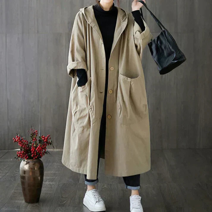 Damen Trenchcoat Oversized Modern Lang - Elarova