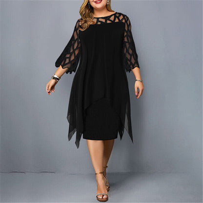 Elegave™ – Damen Midi-Kleid mit Eleganter Spitze und O-Ausschnitt-4