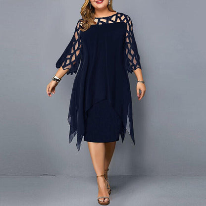 Elegave™ – Damen Midi-Kleid mit Eleganter Spitze und O-Ausschnitt-1