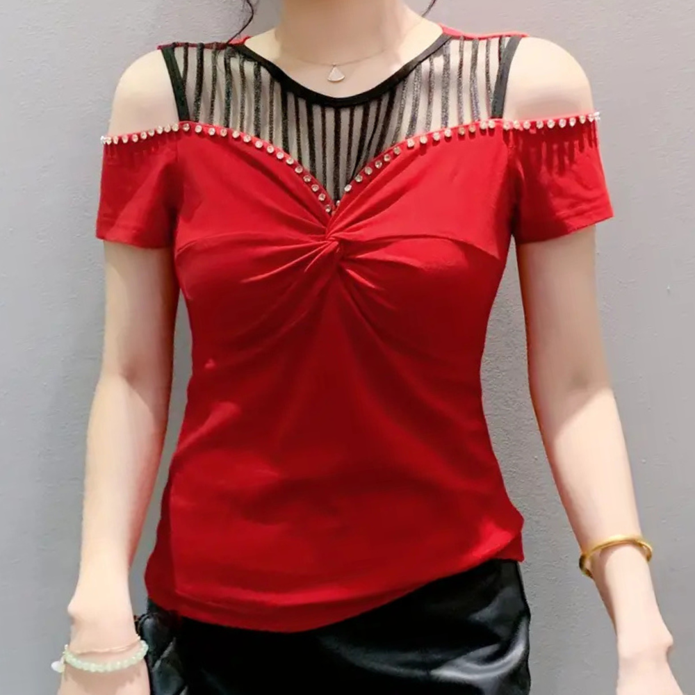 Damen Off Shoulder Top Sommer Oberteil Trendig