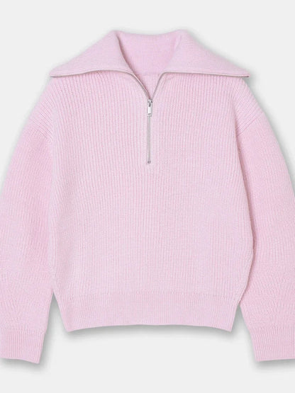 weite Turtleneck Damenpullover mit gestreiftem Revers
